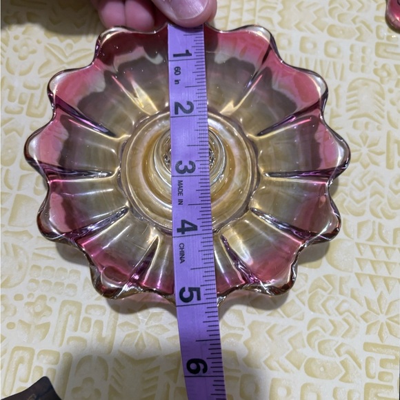 Vintage Federal Glass Pink and Gold Candle Holders - Picture 7 of 7